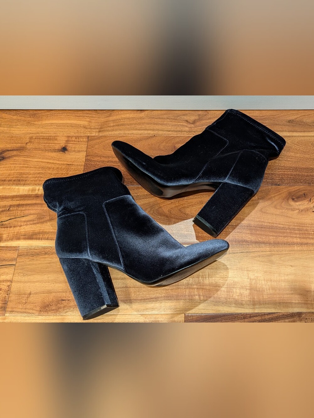 Nine West Corban Velvet Navy Booties Size 12